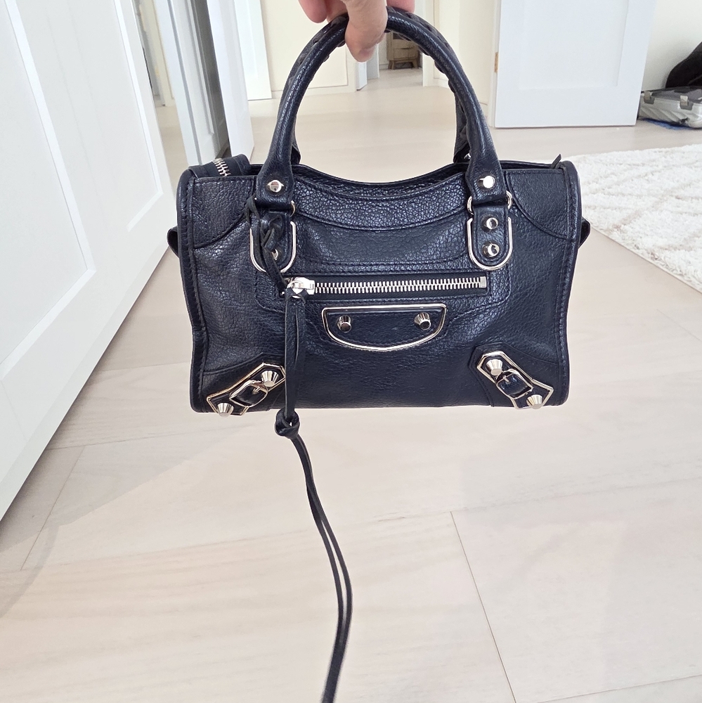 Balenciaga City Mini Navy Leather Crossbody Bag, Comes With 2 Different Straps